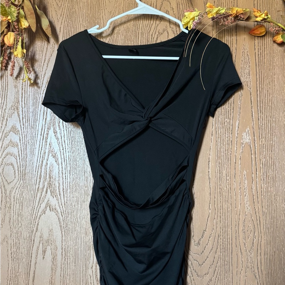Elegant Black Knot-Front Dress